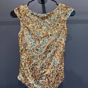Free People Late Last Night Tee, Gold Sequin